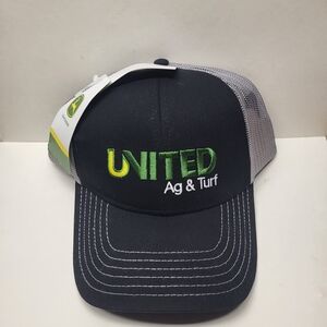 John Deere United Ag & Turf Mesh Trucker Snapback Hat Cap Black Gray NWT